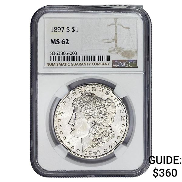 1897-S Morgan Silver Dollar NGC MS62