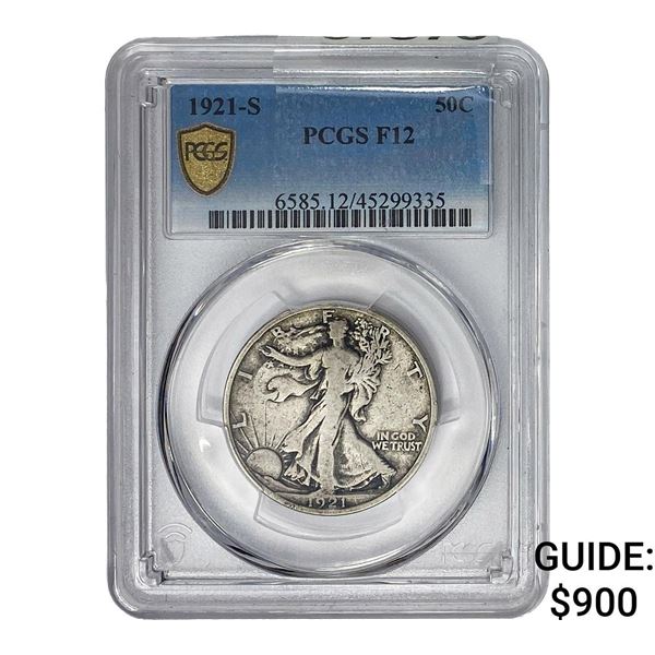 1921-S Walking Liberty Half Dollar PCGS F12