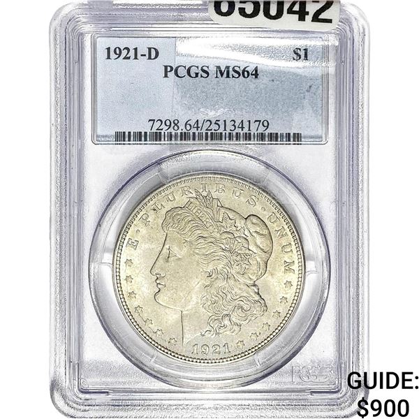1921-D Morgan Silver Dollar PCGS MS64