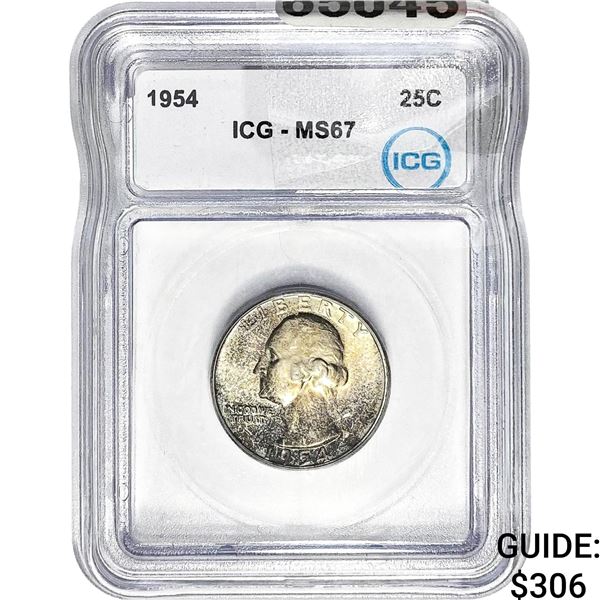 1954 Washington Silver Quarter ICG MS67