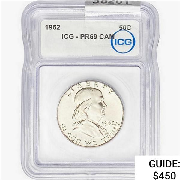 1962 Franklin Half Dollar ICG PR69 CAM