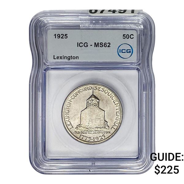 1925 Lexington Half Dollar ICG MS62