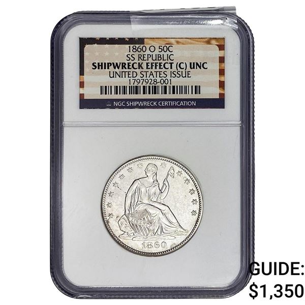 1860O Seated Liberty Half Dollar NGC UNC Shipwreck