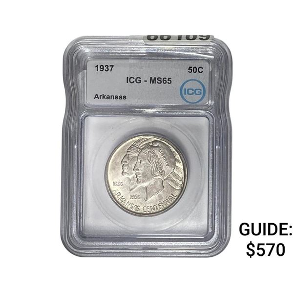 1937 Arkansas Half Dollar ICG MS65