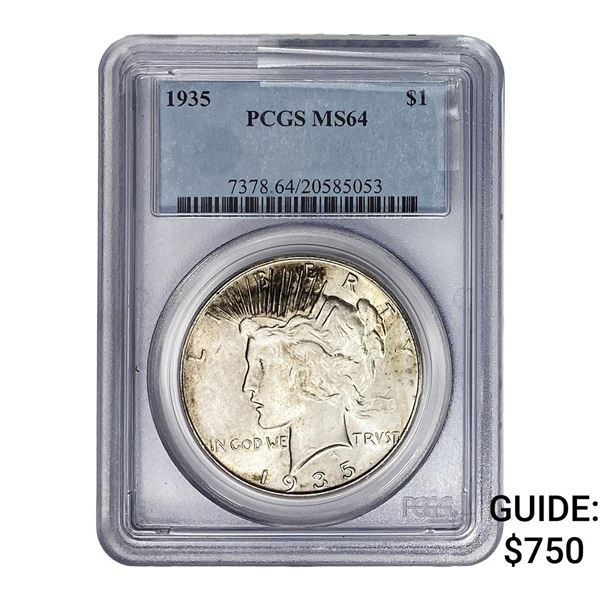 1935 Silver Peace Dollar PCGS MS64