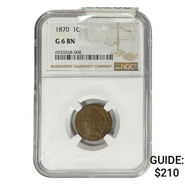 1870 Indian Head Cent NGC G6 BN