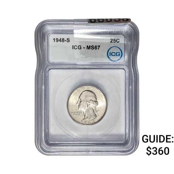 1948-S Washington Silver Quarter ICG MS67