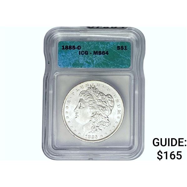 1885-O Morgan Silver Dollar ICG MS64
