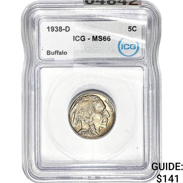 1938-D Buffalo Nickel ICG MS66