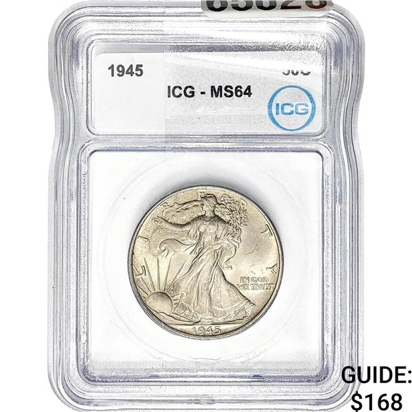 1945 Walking Liberty Half Dollar ICG MS64