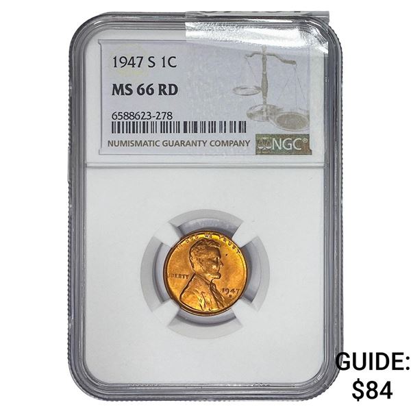 1947-S Wheat Cent NGC MS66 RD