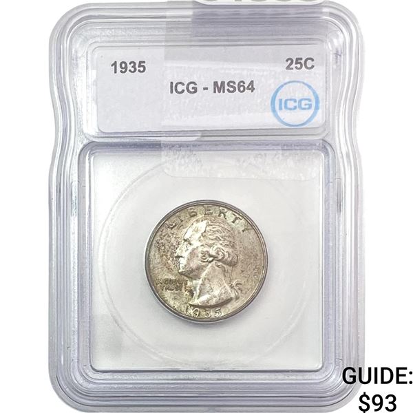 1935 Washington Silver Quarter ICG MS64