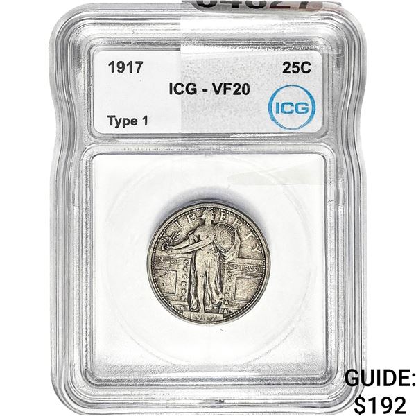 1917 Standing Liberty Quarter ICG VF20 TYPE 1