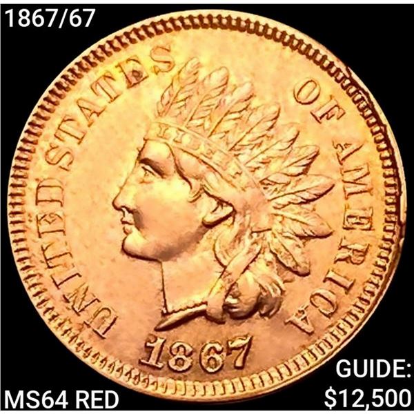 1867/67 Indian Head Cent MS64 Red