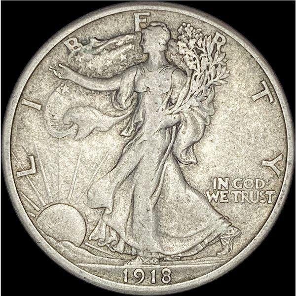 1918-S Silver Walking Liberty Half Dollar NEARLY UNCIRCULATED