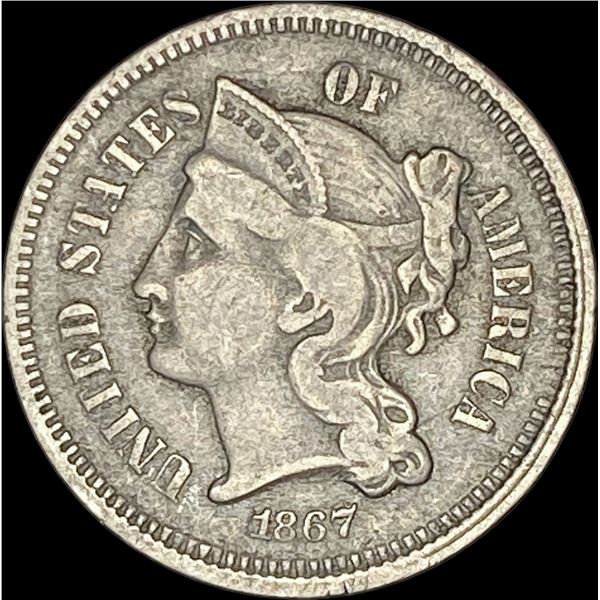 1867 Nickel Three-Cent Piece LIGHTLY CIRCULATED