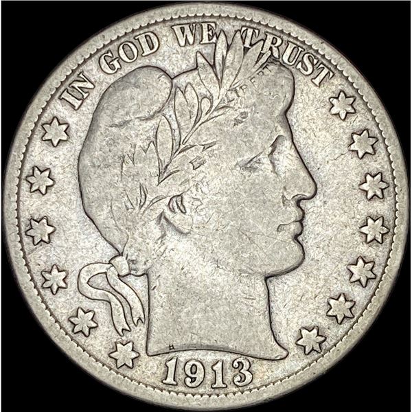 1913-D Silver Barber Half Dollar LIGHTLY CIRCULATED