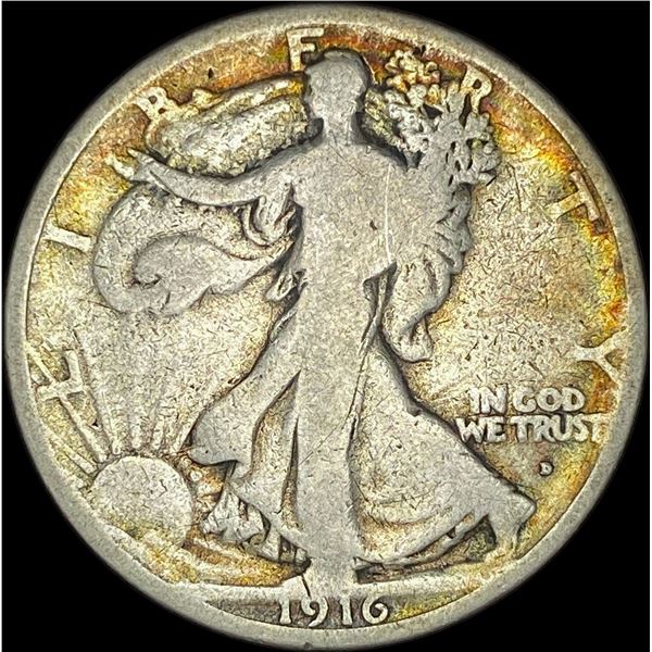 1916-D Silver Walking Liberty Half Dollar NICELY CIRCULATED