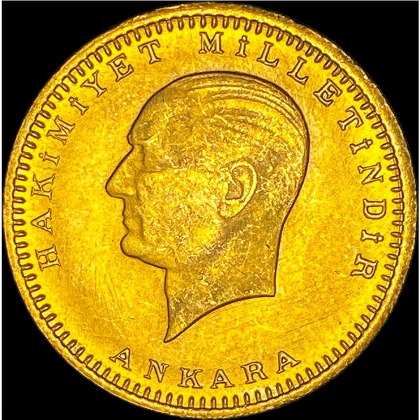 Turkey 1923 Gold 35 Kurush CHOICE BU