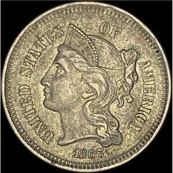 1867 Nickel Three-Cent Piece NEARLY UNCIRCULATED