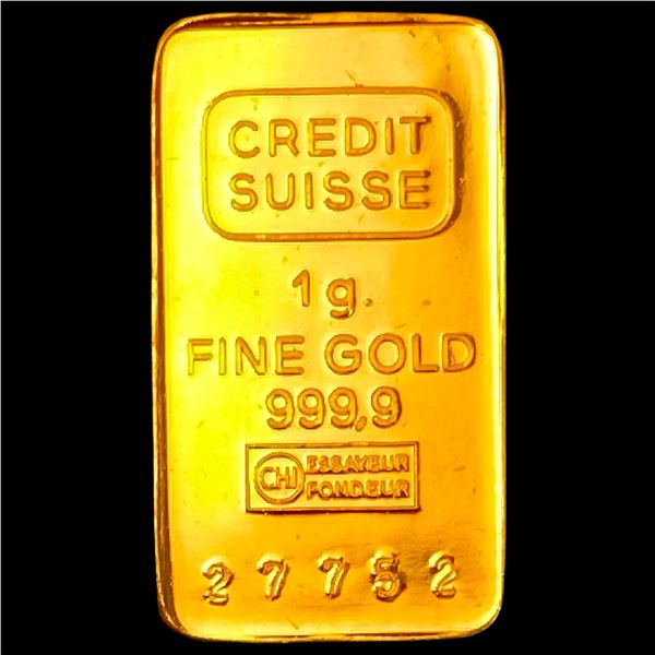 Credit Suisse 1g Gold Bar 999.9 Fine Gold HIGH GRADE