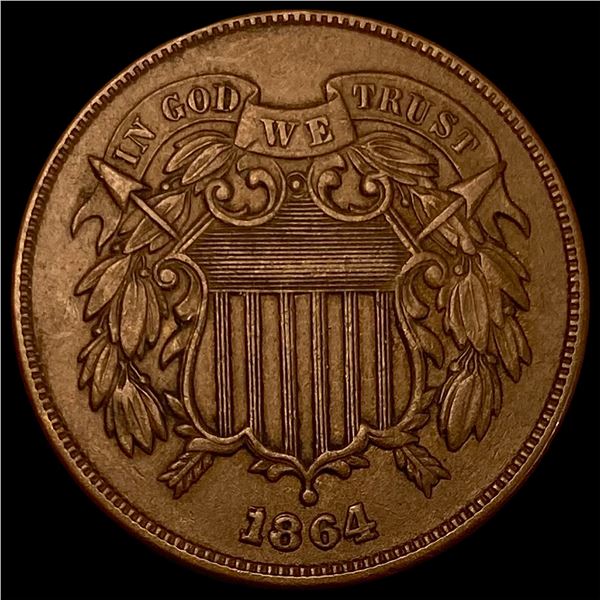 1864 Bronze Two-Cent Piece CLOSELY UNCIRCULATED