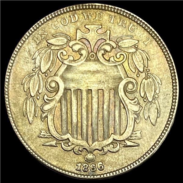 1866 Rays Shield Nickel No Rays CLOSELY UNCIRCULATED
