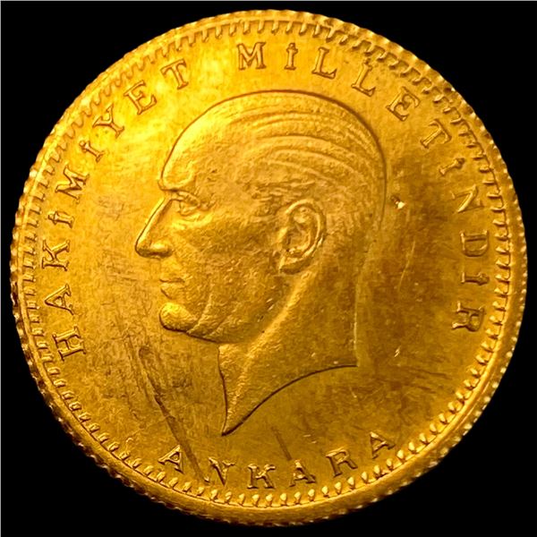 1923 Turkey .2127oz Gold 100 Kurush CHOICE BU