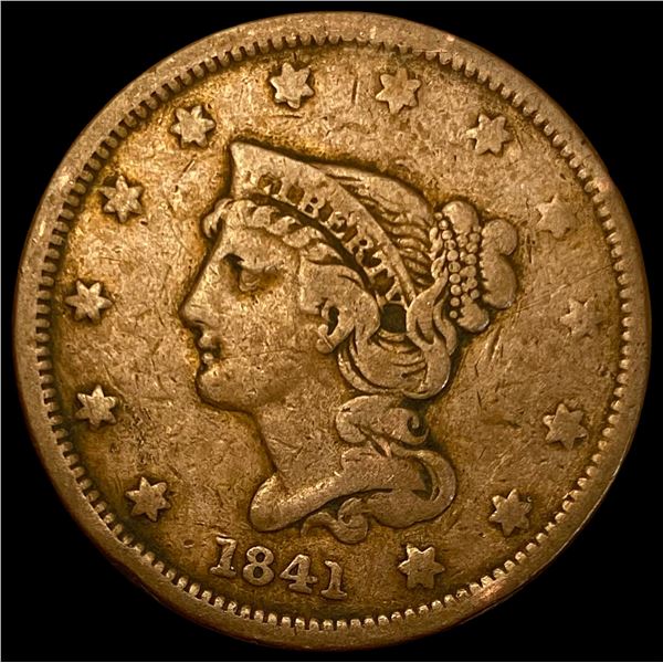 1841 Braided Hair Large Cent LIGHTLY CIRCULATED
