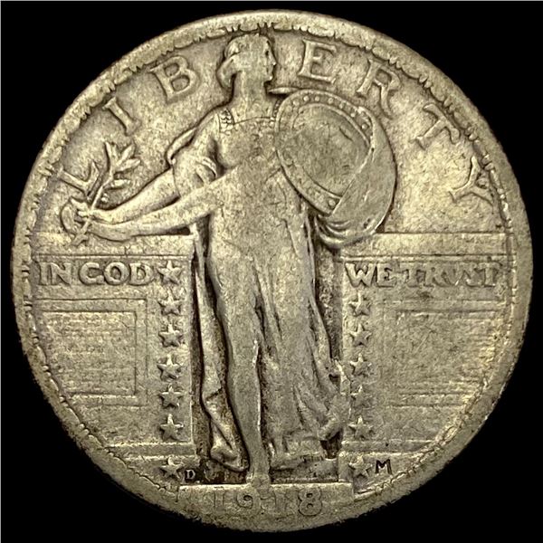 1918-D Silver Standing Liberty Quarter NEARLY UNCIRCULATED