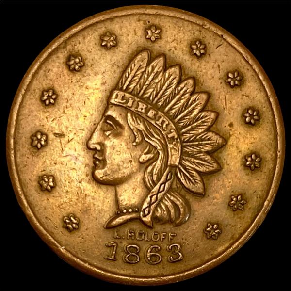 1863 Civil War Token John Schuh's Saloon NY. CLOSELY UNCIRCULATED