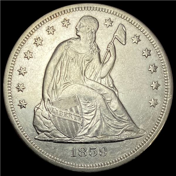 1859-O Silver Seated Liberty Dollar CLOSELY UNCIRCULATED