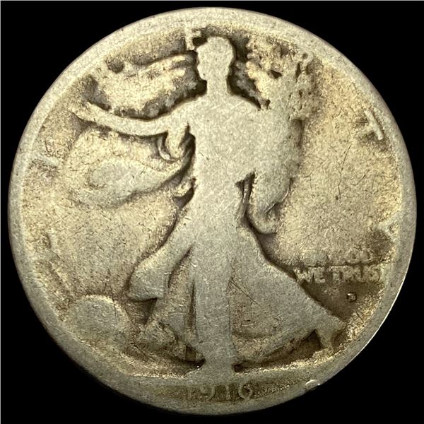 1916-D Silver Walking Liberty Half Dollar NICELY CIRCULATED