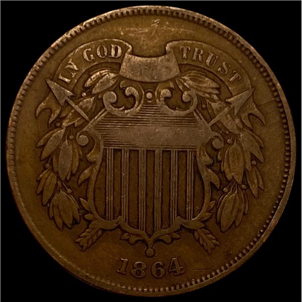 1864 Bronze Two-Cent Piece NICELY CIRCULATED