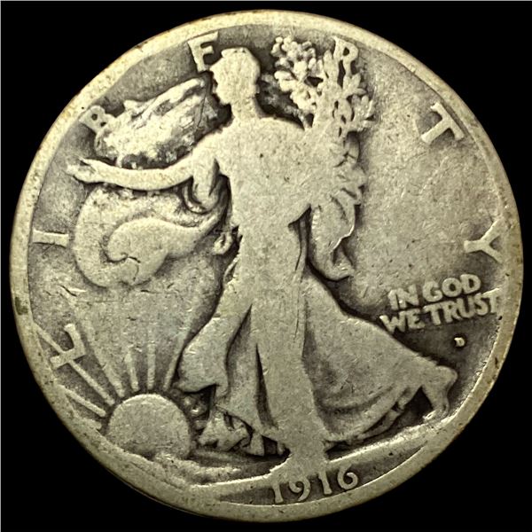 1916-D Silver Walking Liberty Half Dollar NICELY CIRCULATED