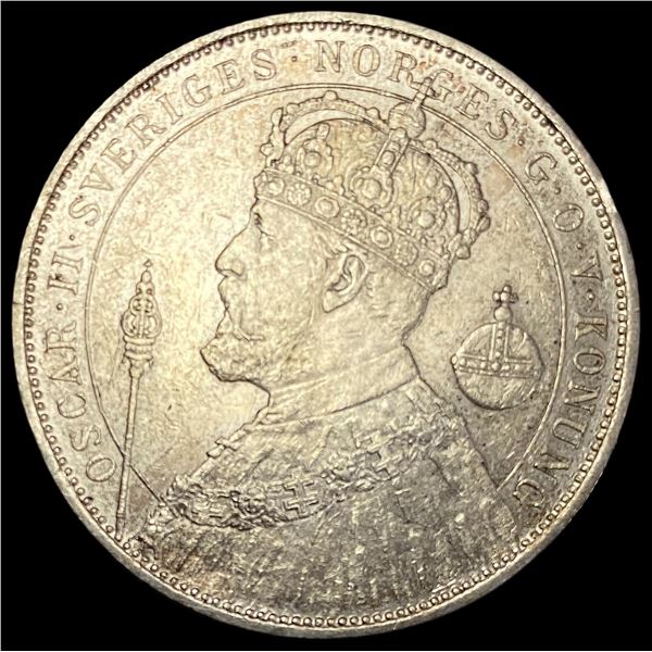 Sweden 1897 Silver 2 Kronor 25th Anniversary UNCIRCULATED