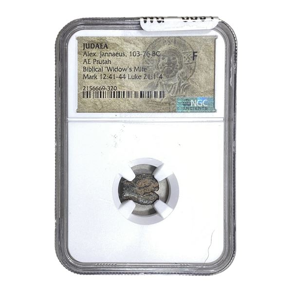 Judaea Alex Jannaeus 103-76 BC Bronze Prutah NGC F