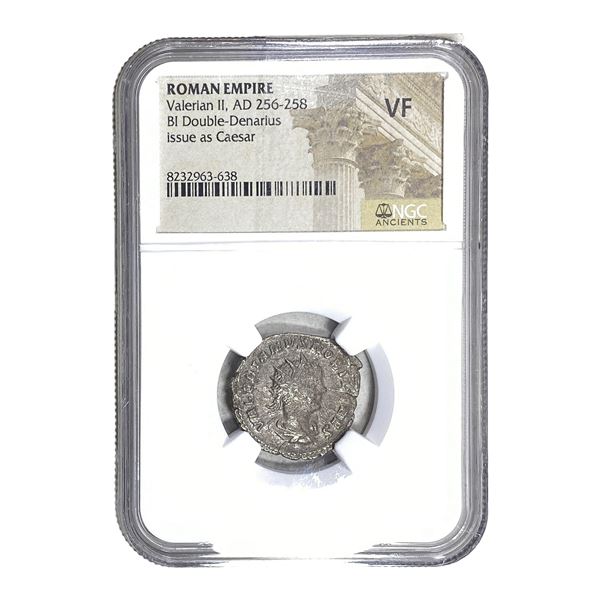 Roman Valerian II 256-258 AD Bi Dbl-Denarius NGC VF