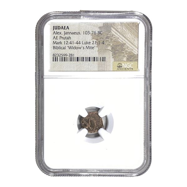Judaea Alex Jannaeus 103-76 BC Bronze Prutah NGC