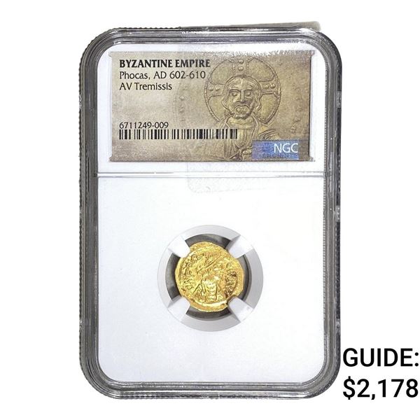 Byzantine Phocas 602-610 AD Gold Tremissis NGC