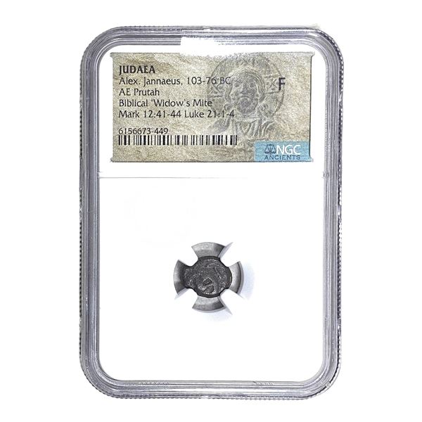 Judaea Alex Jannaeus 103-76 BC Bronze Prutah NGC F