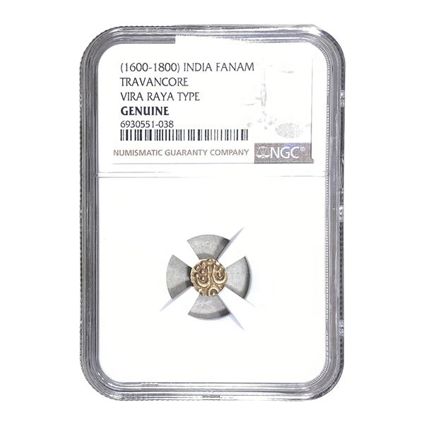 1600-1800 india Fanam Gold Travanvore Vira Raya