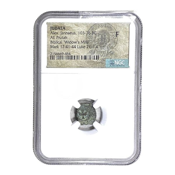Judaea Alex Jannaeus 103-76 BC Bronze Prutah NGC F