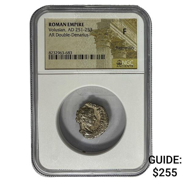 Roman Volusian, AD 251-253 Silver Dbl-Denarius  F