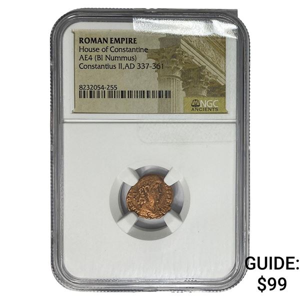 Roman Constantius II, AD 337-361 AE4 BI Nummus