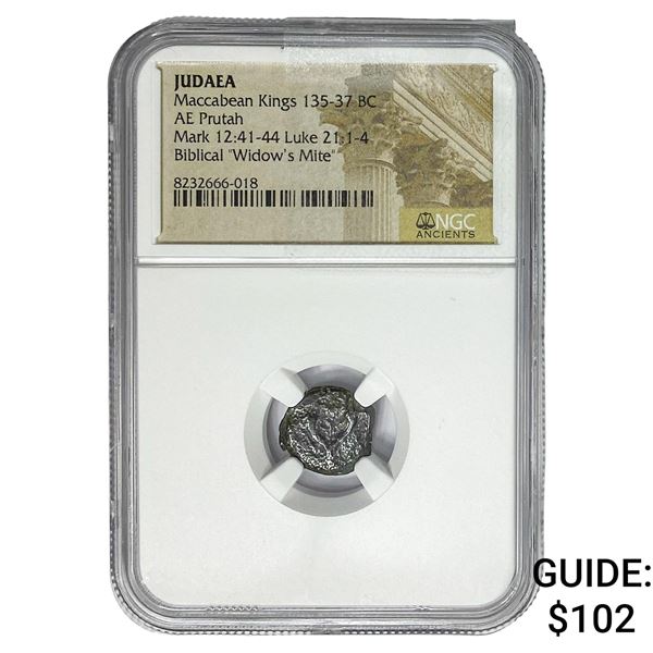 Judaea Maccabean Kings 135-37BC Widow's Mite NGC