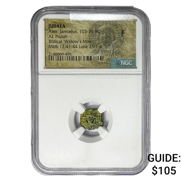 Judaea Alex. Jannaeus 103-76 BC Widow's Mite  F