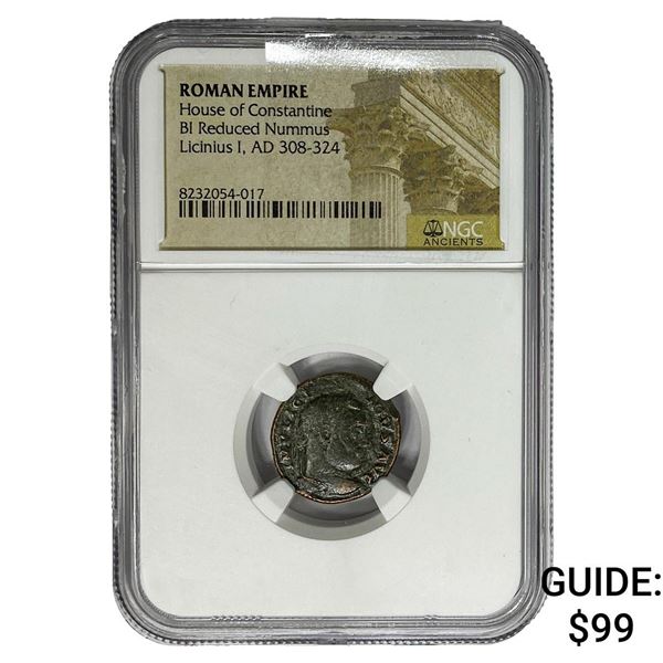 Roman Licinius I AD 308-324 BI Reduced Nummus NGC