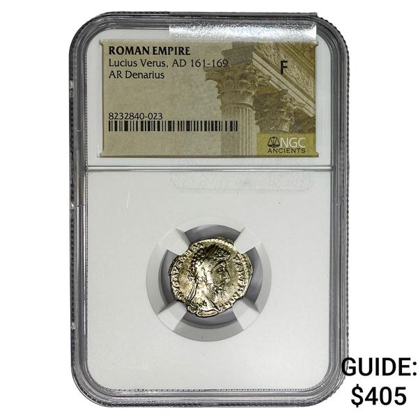 Roman Lucius Verus AD 161-169 SIlver Denarius  F