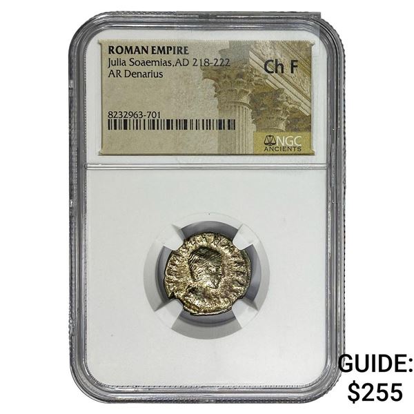 Roman Julia Soaemias AD 218-222 Silver Denarius  Ch F